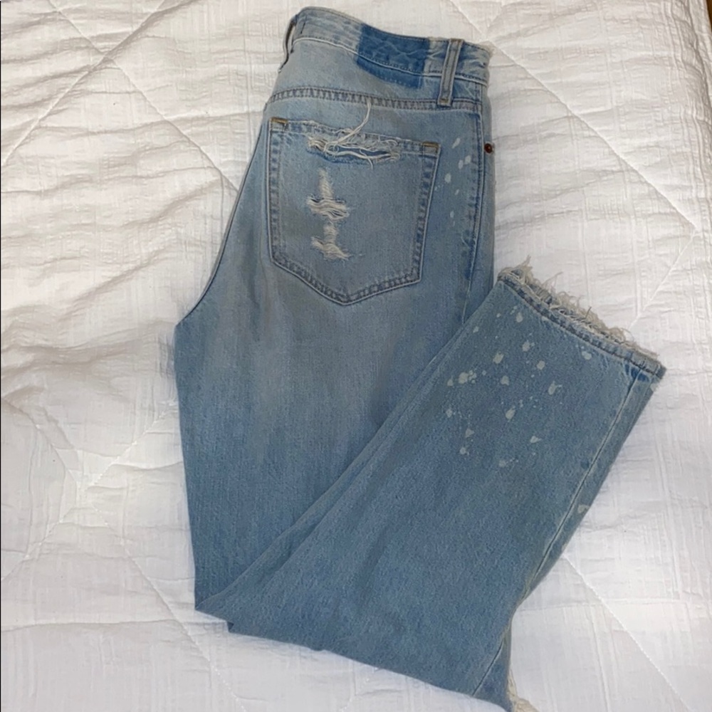 High Rise Distressed Girlfriend Jeans